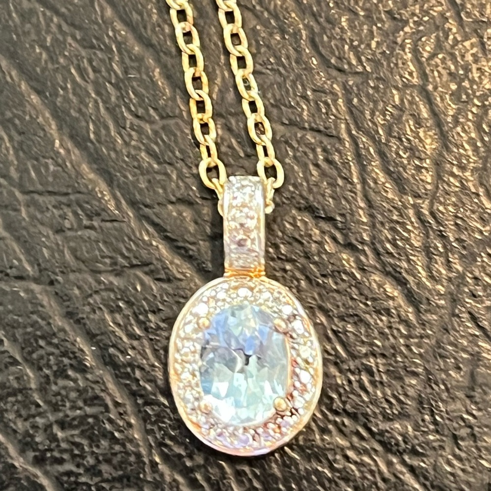 Sterling silver gold overlay blue Topaz necklace Ross Simons